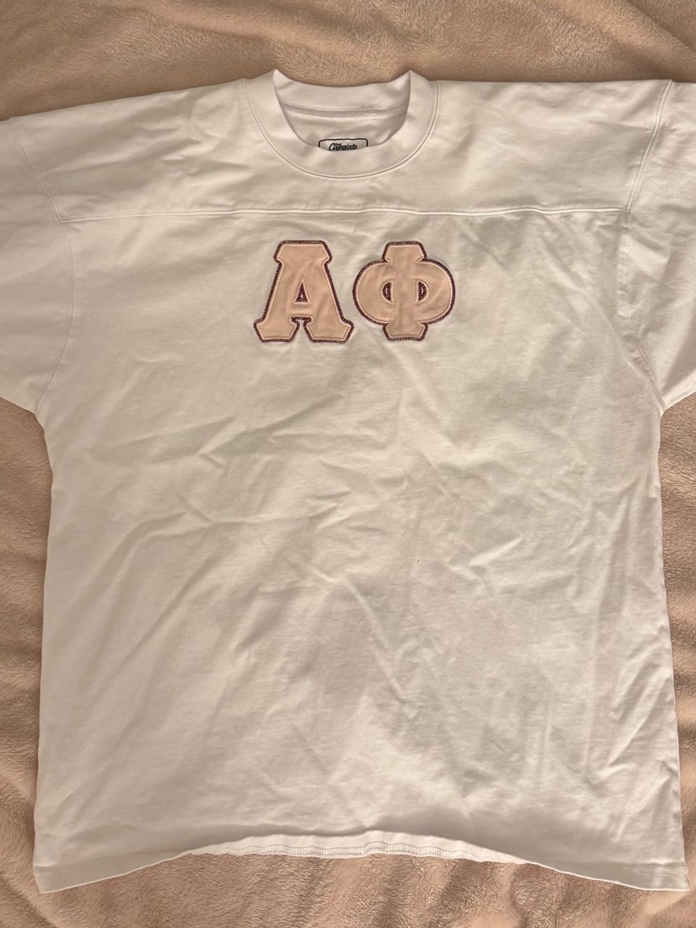 White APhi T-Shirt with Pink Appliqué Letters